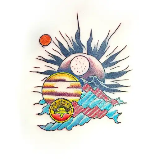 Palmtree Corn And Rising Sun