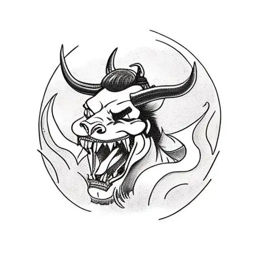 Devil Riding A Harley Davison's Motorcycle With Mountains In The Background