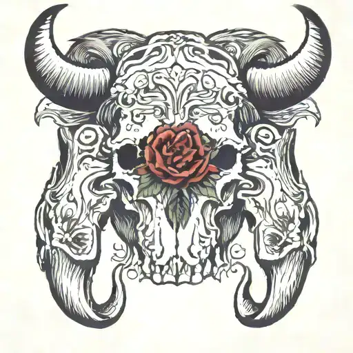 Horse Shoe And Bison Skull