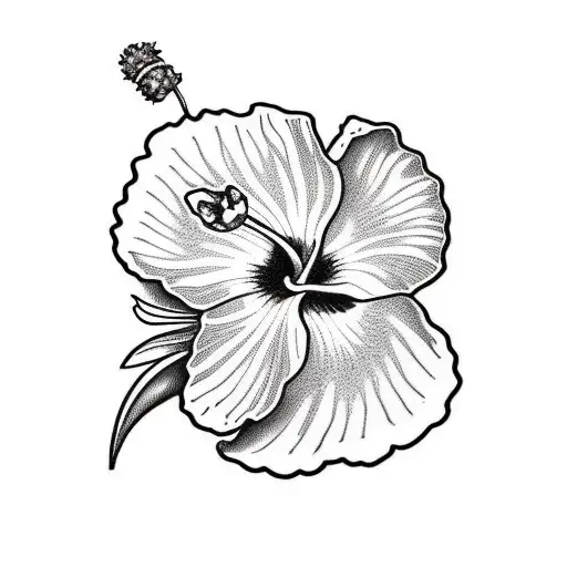 Hibiscus Flower With Lavender Flowers Black And White With Snake Involved