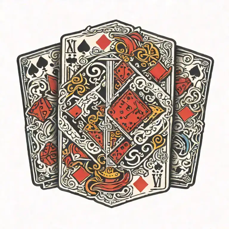 Deck Of Cards With Dice Intertwined