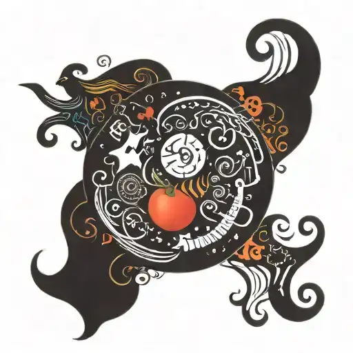 Epicurism Word With Round Format Made By A Lot Of Random Symbols And Elements