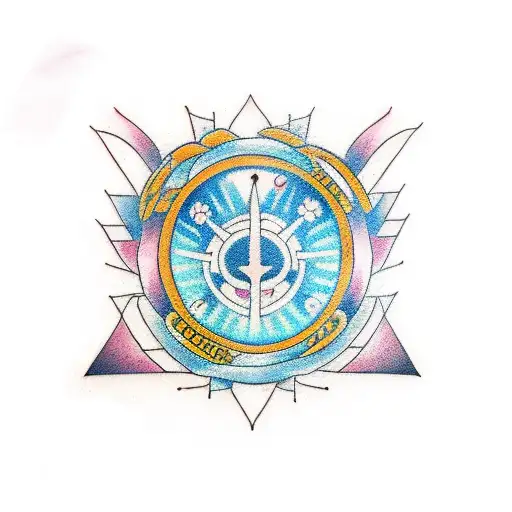 A Traditional Style Tattoo Featuring A Mental Health Symbol Incorporated Into A Vinyl Record