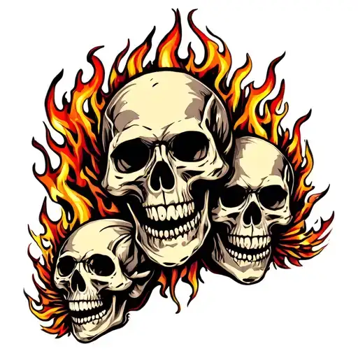 3 Fire Skulls Surrounded My Music