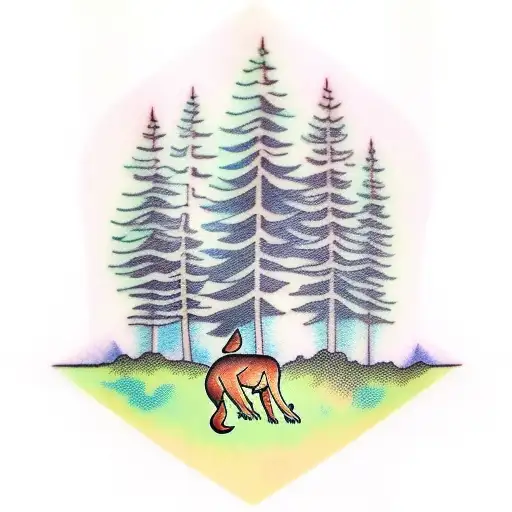 Forest With Water And Dog