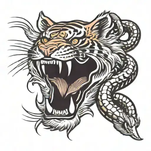Tiger Fighting Snake