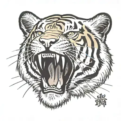 Tiger With Bangladesh Flag In The Background With Bengali Letters