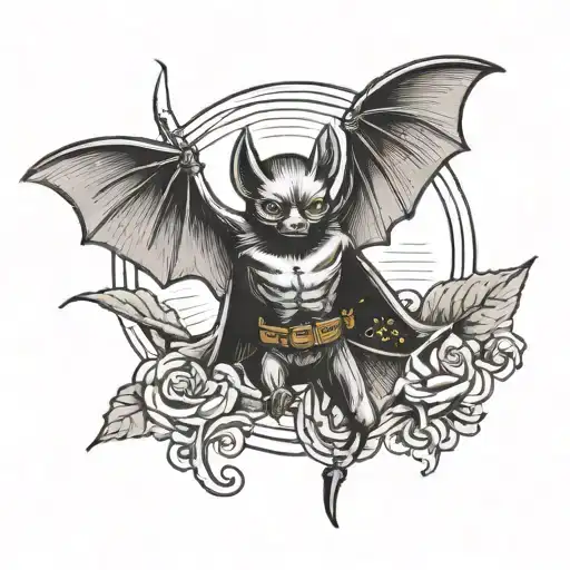 Bat With Spread Wings And A Katana In Its Paw