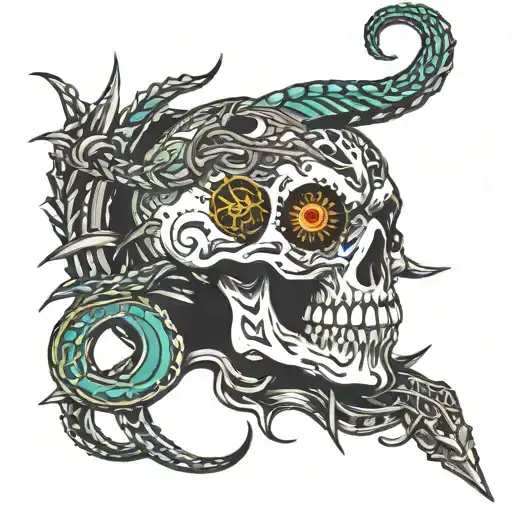 Snake Skull And Wire With Spikes