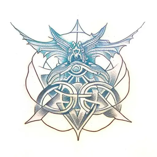 Sacred Geometry Neo Traditional Dragon