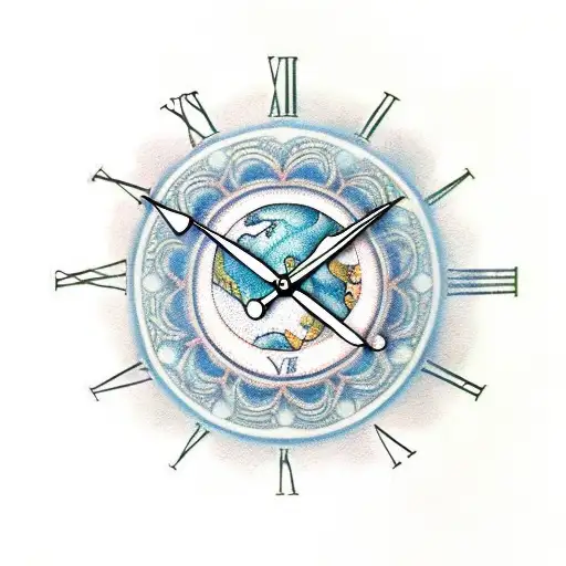 A Clock With Intricate Earth Elements Forming The Face