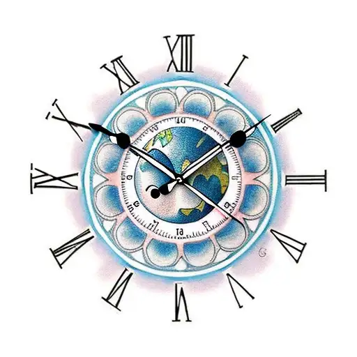 A Clock With Intricate Earth Elements Forming The Face