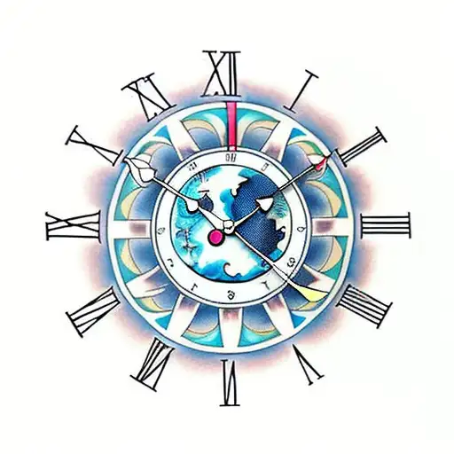 A Clock With Intricate Earth Elements Forming The Face