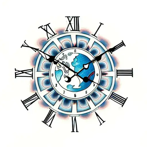 A Clock With Intricate Earth Elements Forming The Face