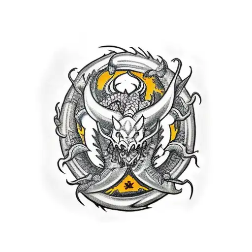 A Wu Tang Clan Inspired Tattoo Featuring A Dragon And Scorpions In A Traditional Style