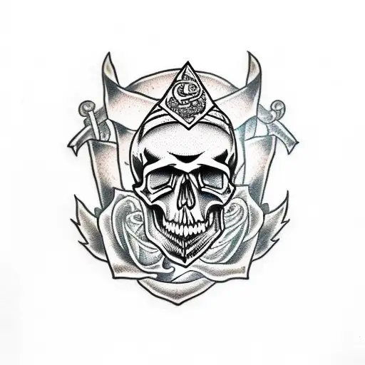 Skull With Dagger And Snake