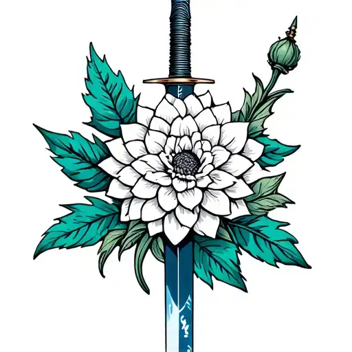 Dahlia Flower With Dagger