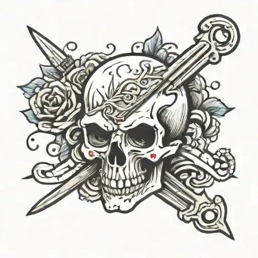 Skull With Dagger Piercing