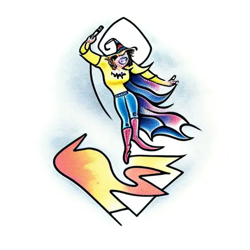 Witch Riding A Lightning Bolt