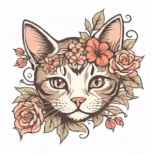 Cute Girly Cat With Flowers