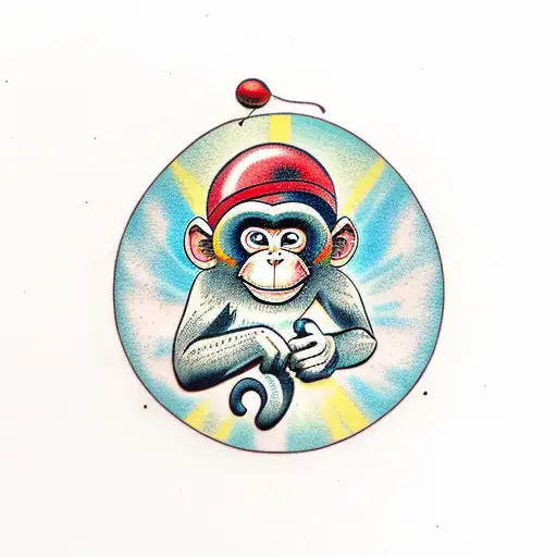 Monkey Holding 3 Red Balloons