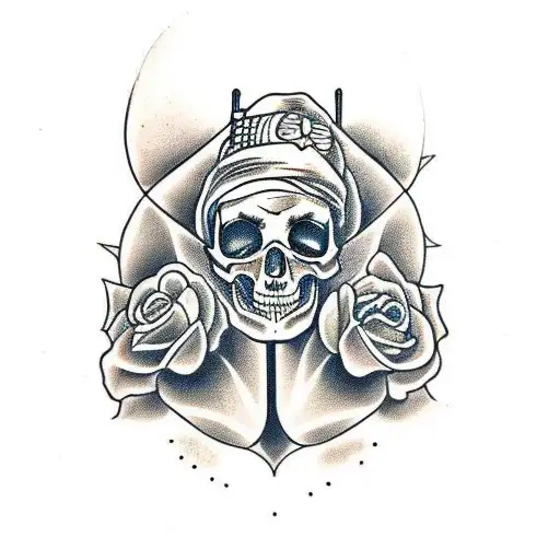 Lady Laying On A Skull