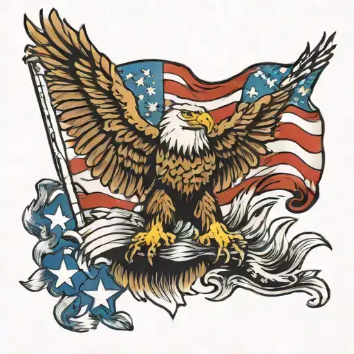 Eagle And American Flag