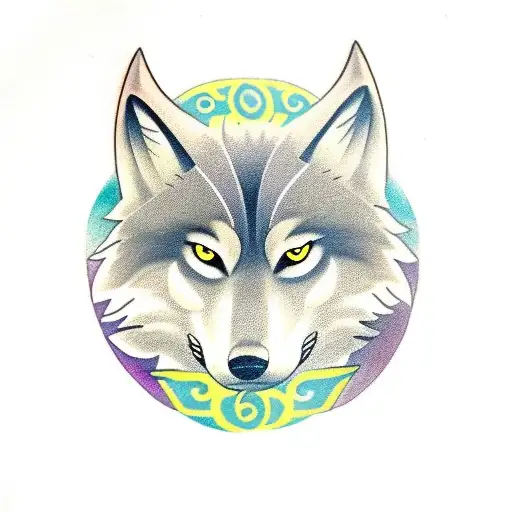 Wolf With Nordic Symbol