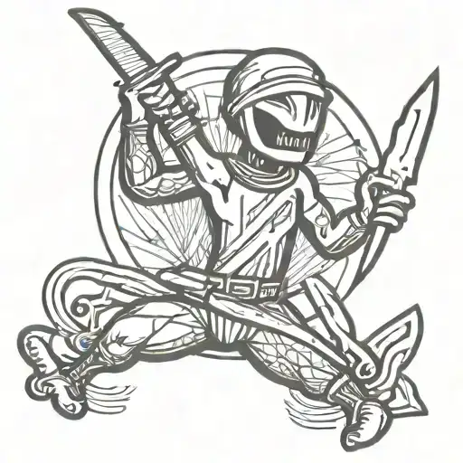 Stick Man Holding A Knife Symbolizing Strength And Resilience