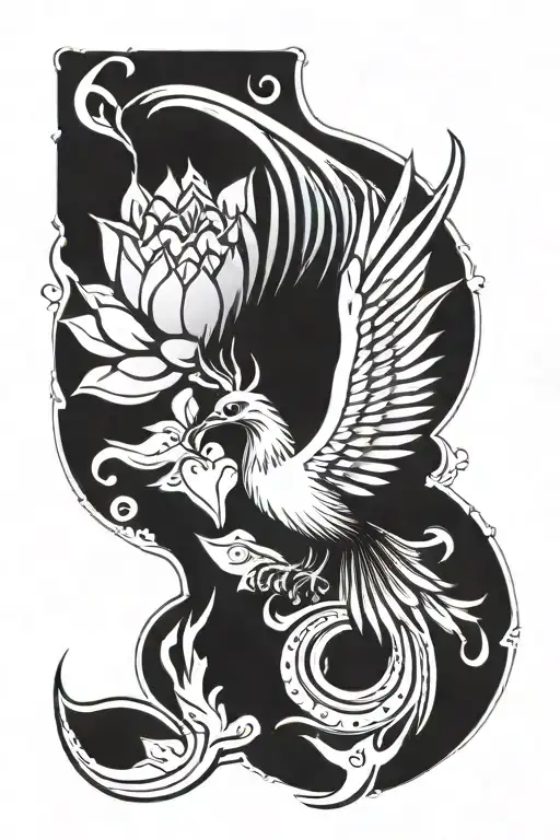 Pheonix Rising From A Lotus Flower