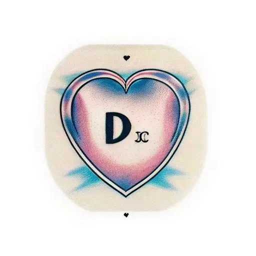 3 Hearts With Initials D C L In Them And A Heartbeat Line Going Through The Hearts