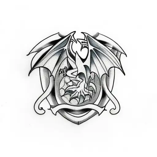 Welsh Dragon And Maltese Cross Court Of Arms