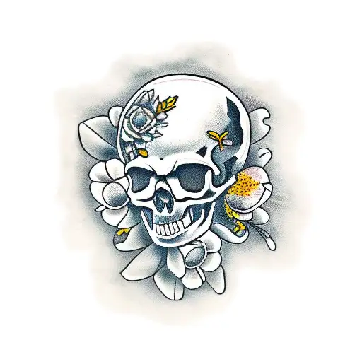 Skull With Cherokee Rose