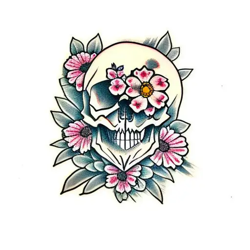 Skull With Cherokee Rose