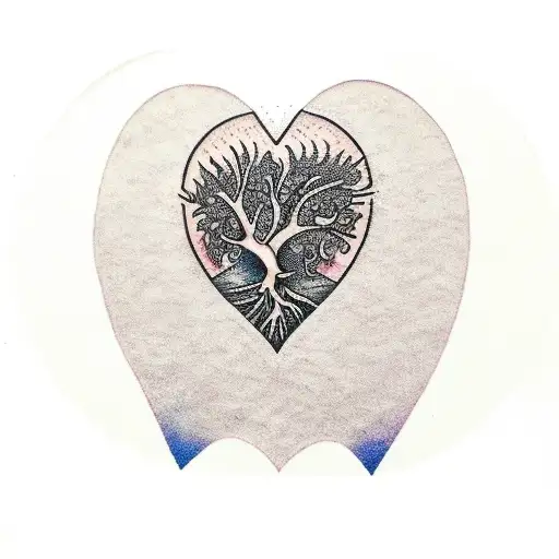 Gallaxy Spewing From Tree Of Life With Roots Forming A Heart