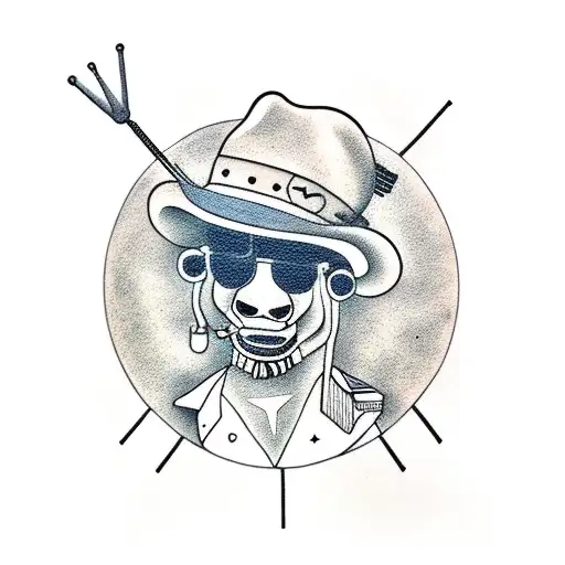 A Humanoid Cow In A Straw Hat Plays A Synthesizer