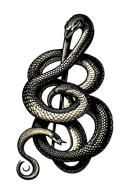 Snake Wrapped Around A Treble Clef