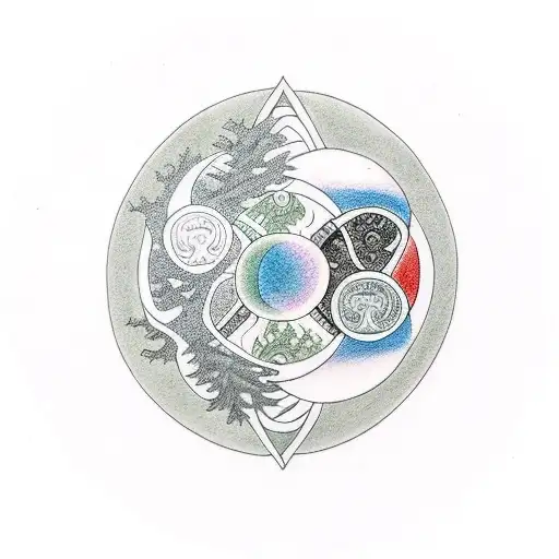 Yin Yang With Sacura Tree Inside