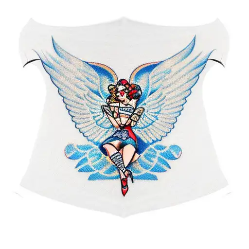 Pin Up Girl In Blue Angel Onesie