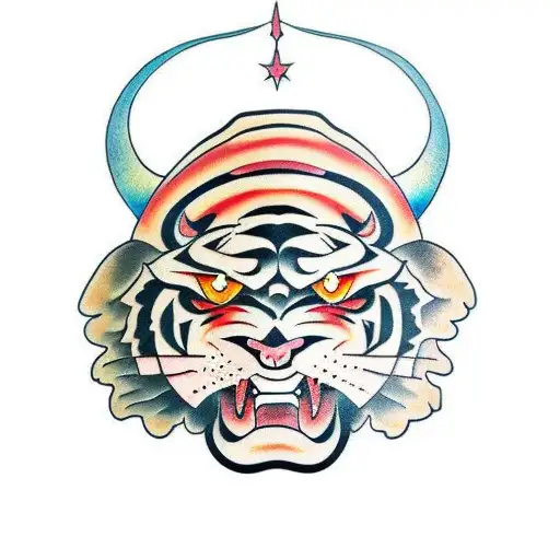 Colored Oni Mask Tiger