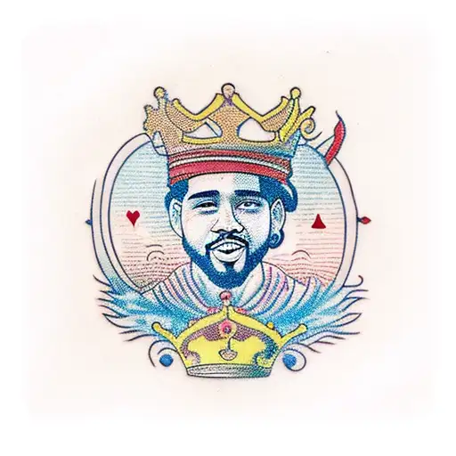 King Playing Card And J Cole Crown And Phrase The Pirsuit Of Happiness
