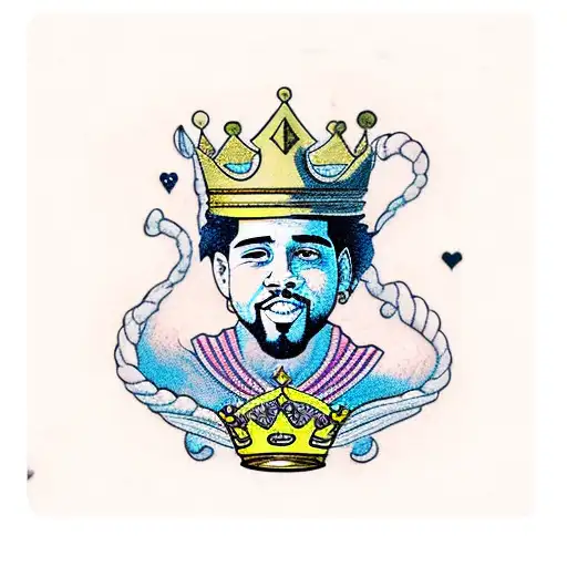 King Playing Card And J Cole Crown And Phrase The Pirsuit Of Happiness