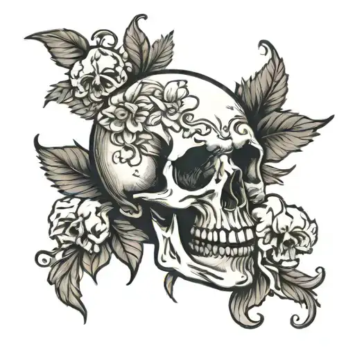 Pile Of Skull One Flower Growing