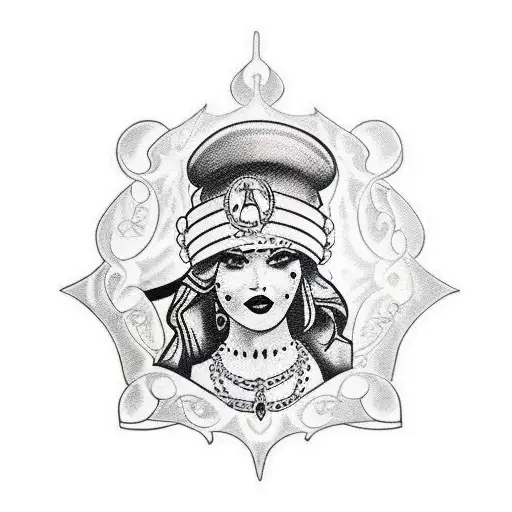 Black And White Gipsy Women Side Face