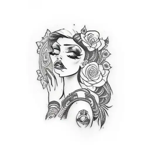 Black And White Gipsy Women Side Profile