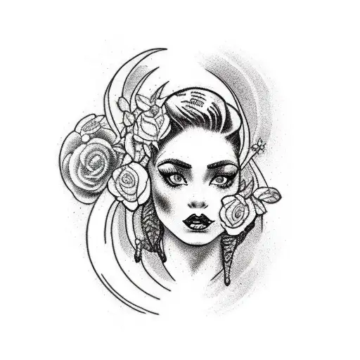 Black And White Gipsy Women Side Profile