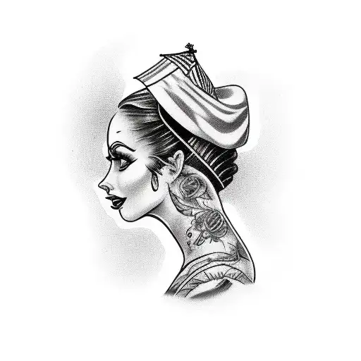 Black And White Gipsy Women Side Profile