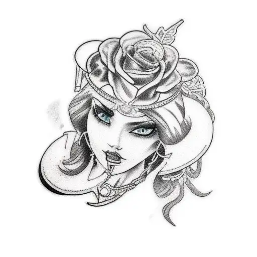 Black And White Gipsy Women Side Profile