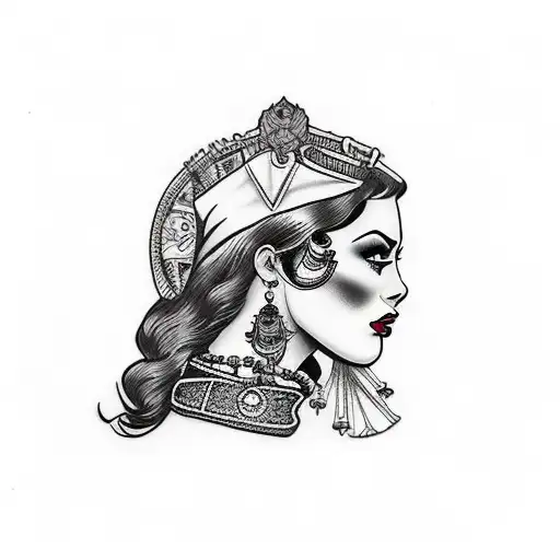 Black And White Gipsy Women Side Profile