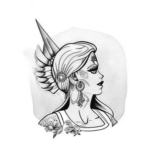 Black And White Gipsy Women Side Profile